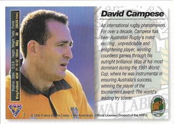 1995 Futera Rugby Union #2 David Campese Back